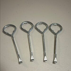 Set of Four Silver Metal Bottle Openers / paint can openers